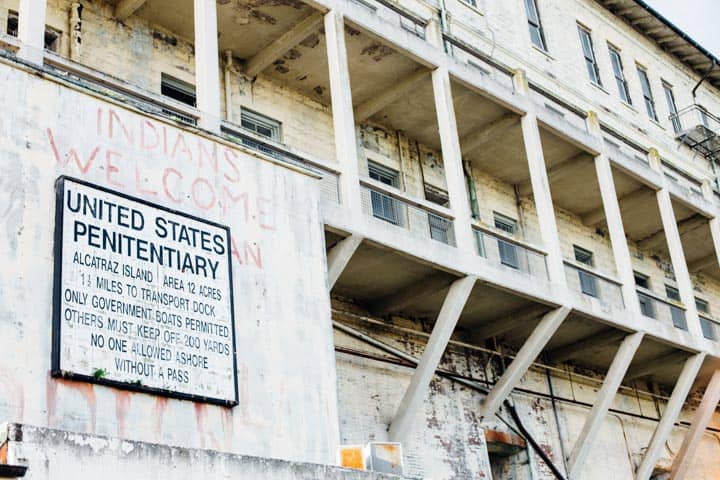 sign on alcatraz prison buidling, alcatraz island