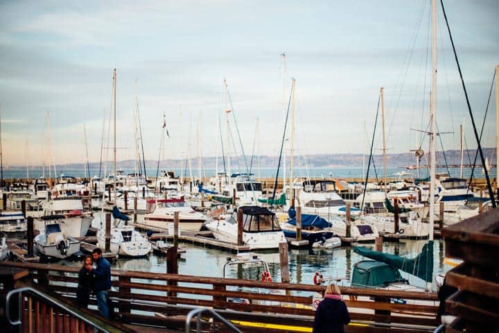boats in the bay near fisherman's wharf san francisco california