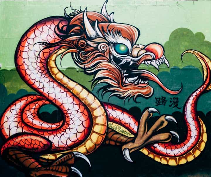 dragon mural in chinatown