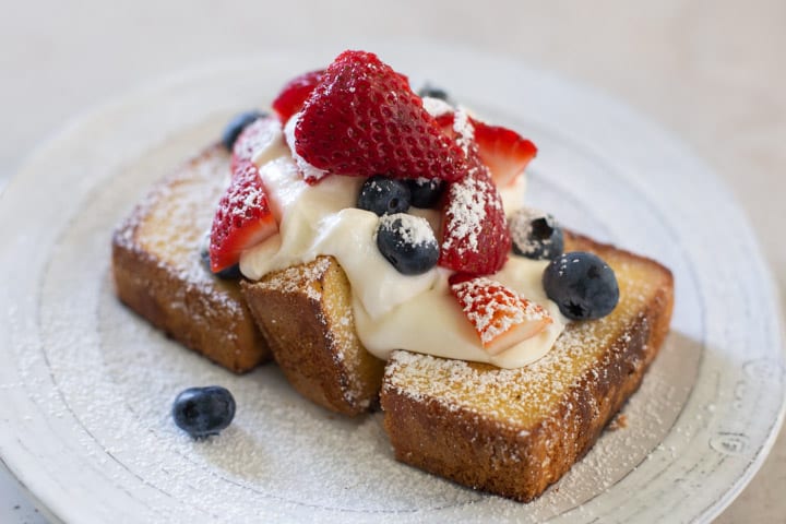 red, white, and blue skillet pound cake