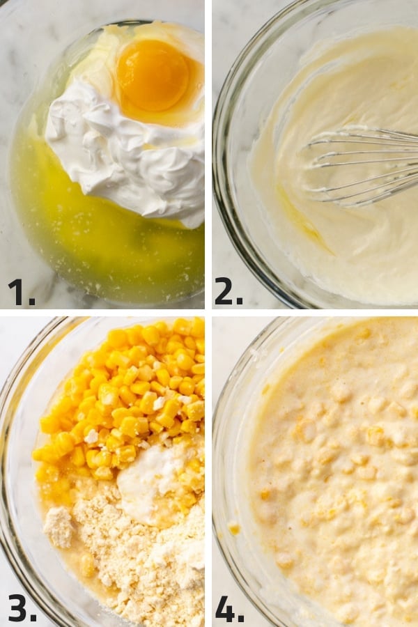 This creamy Corn Casserole is the perfect side dish to accompany your favorite holiday meals. Made with creamed corn, sour cream, and sweet cornbread mix, this recipe is sure to please and is a breeze to make! Only 7 ingredients!