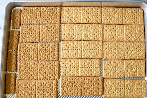 graham crackers on a cookie sheet