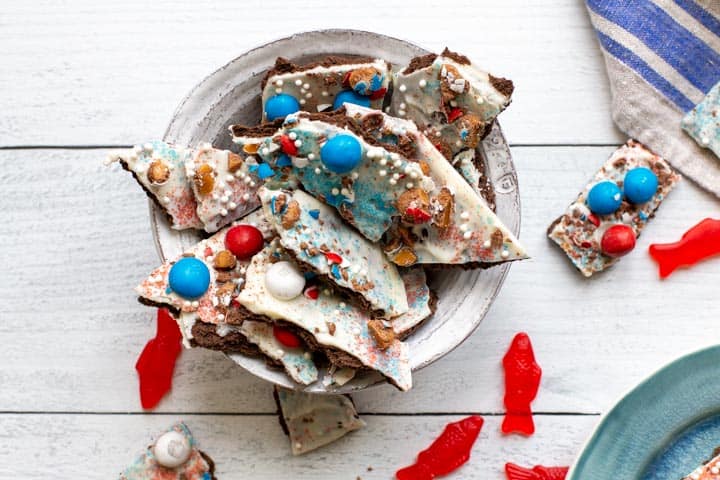 a bowl with candy bark