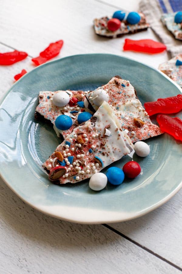 a plate of white chocolate bark