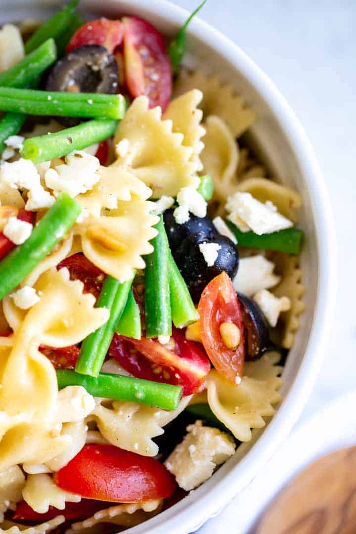 bowl of Italian dressing pasta salad