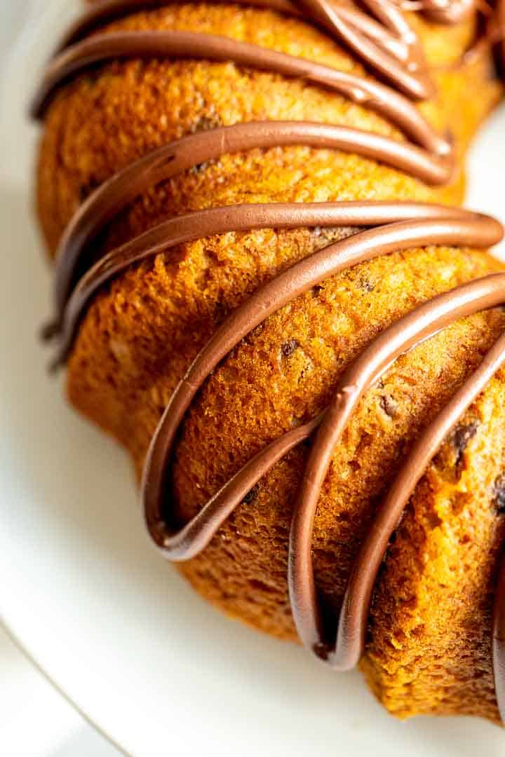 chocolate glaze drizzle over a bundt cake