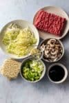 ingredients for Ramen Noodles with Beef