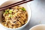 bowl of ramen noodles with ground beef