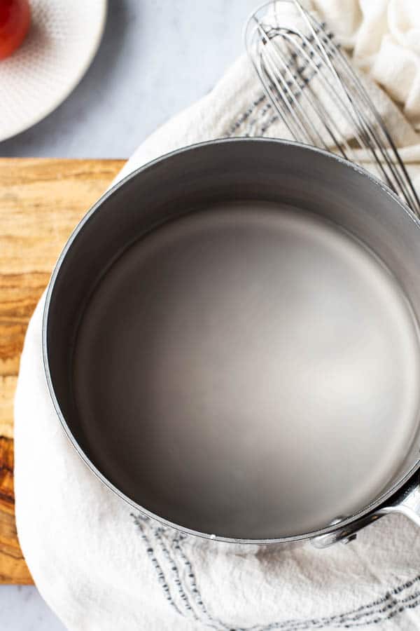 sauce pan of water and cornstarch