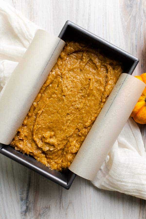 batter in loaf pan with a smooth top