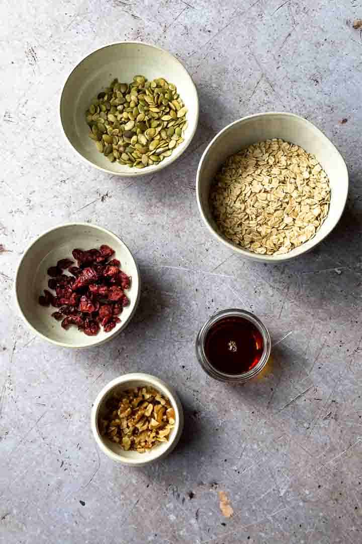 ingredients to make homemade granola recipe