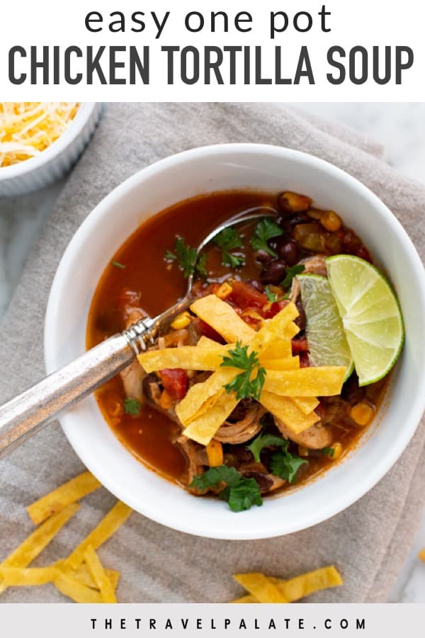 easy chicken tortilla soup with text overlay