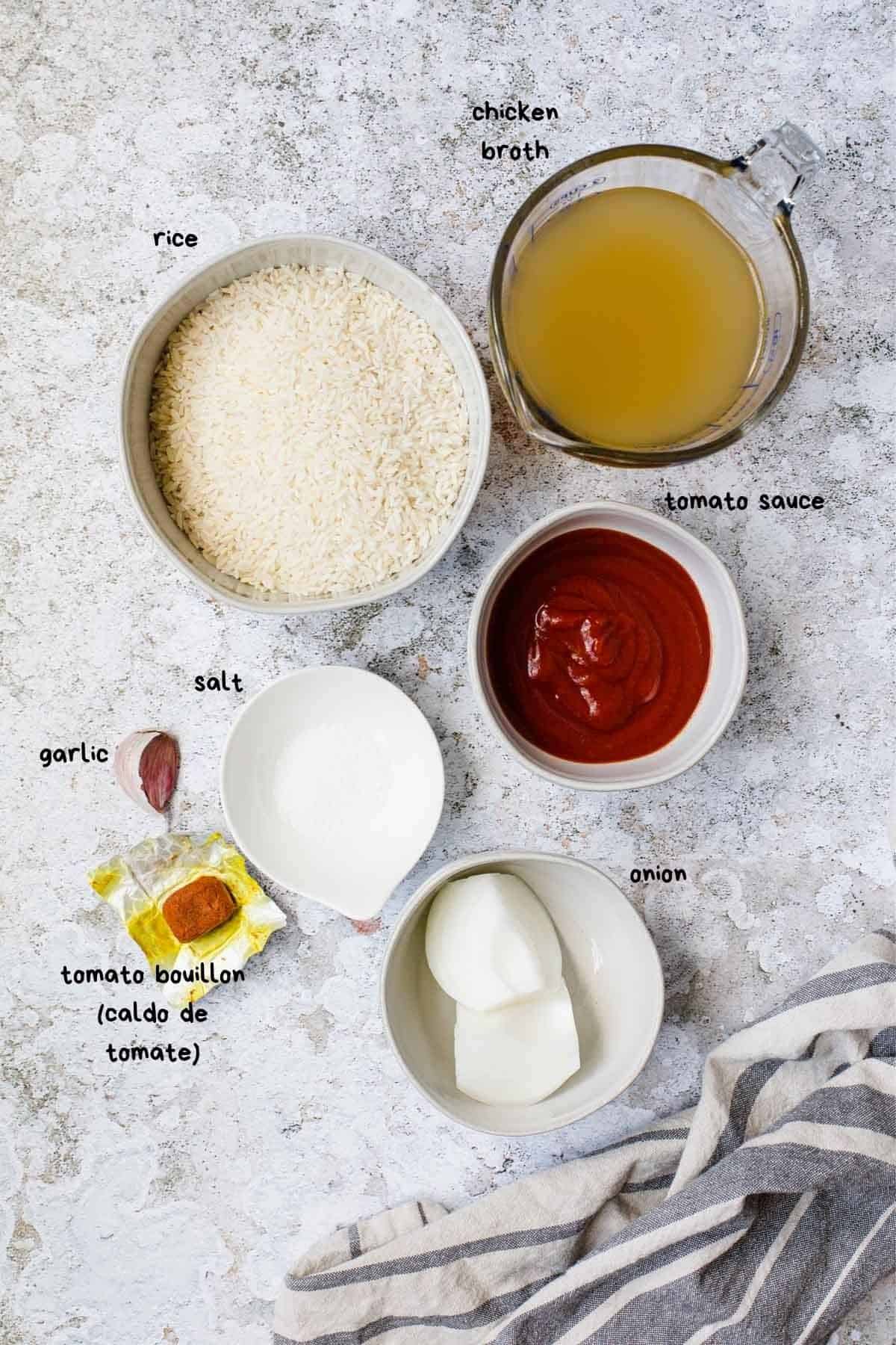 overhead shot of recipe ingredients labeled