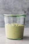 glass jar with avocado ranch dressing