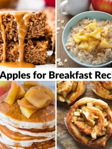 collage of apple breakfast recipes with text overlay