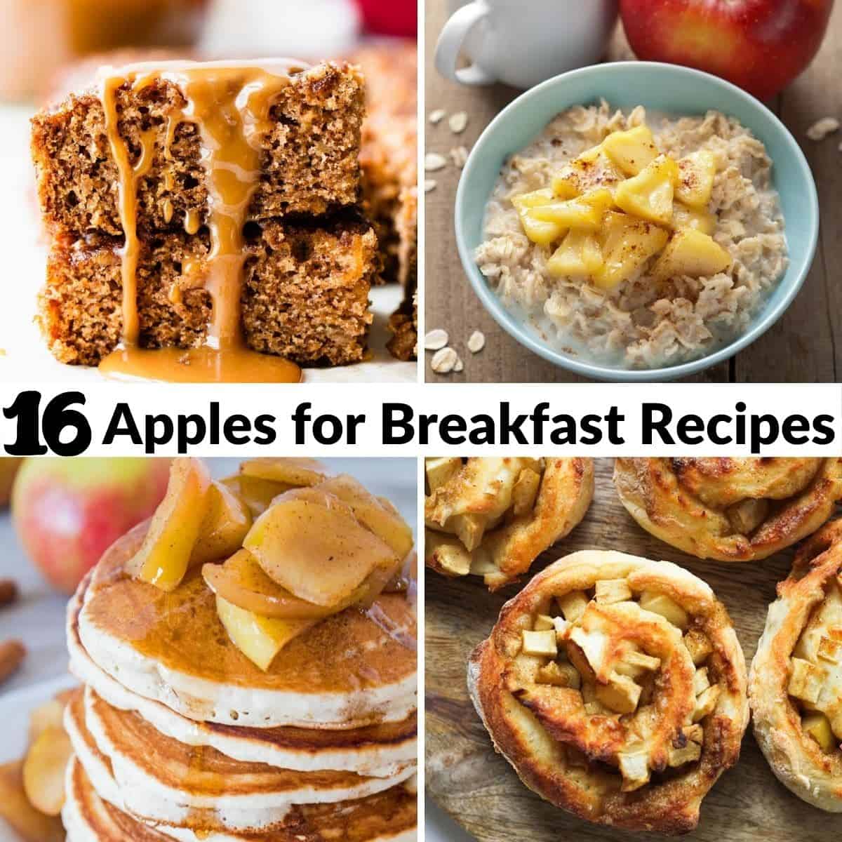 collage of apple breakfast recipes with text overlay