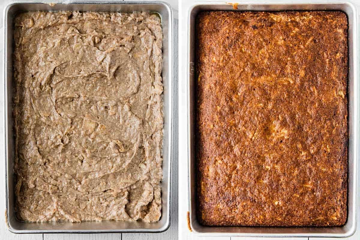 before and after baking in a pan