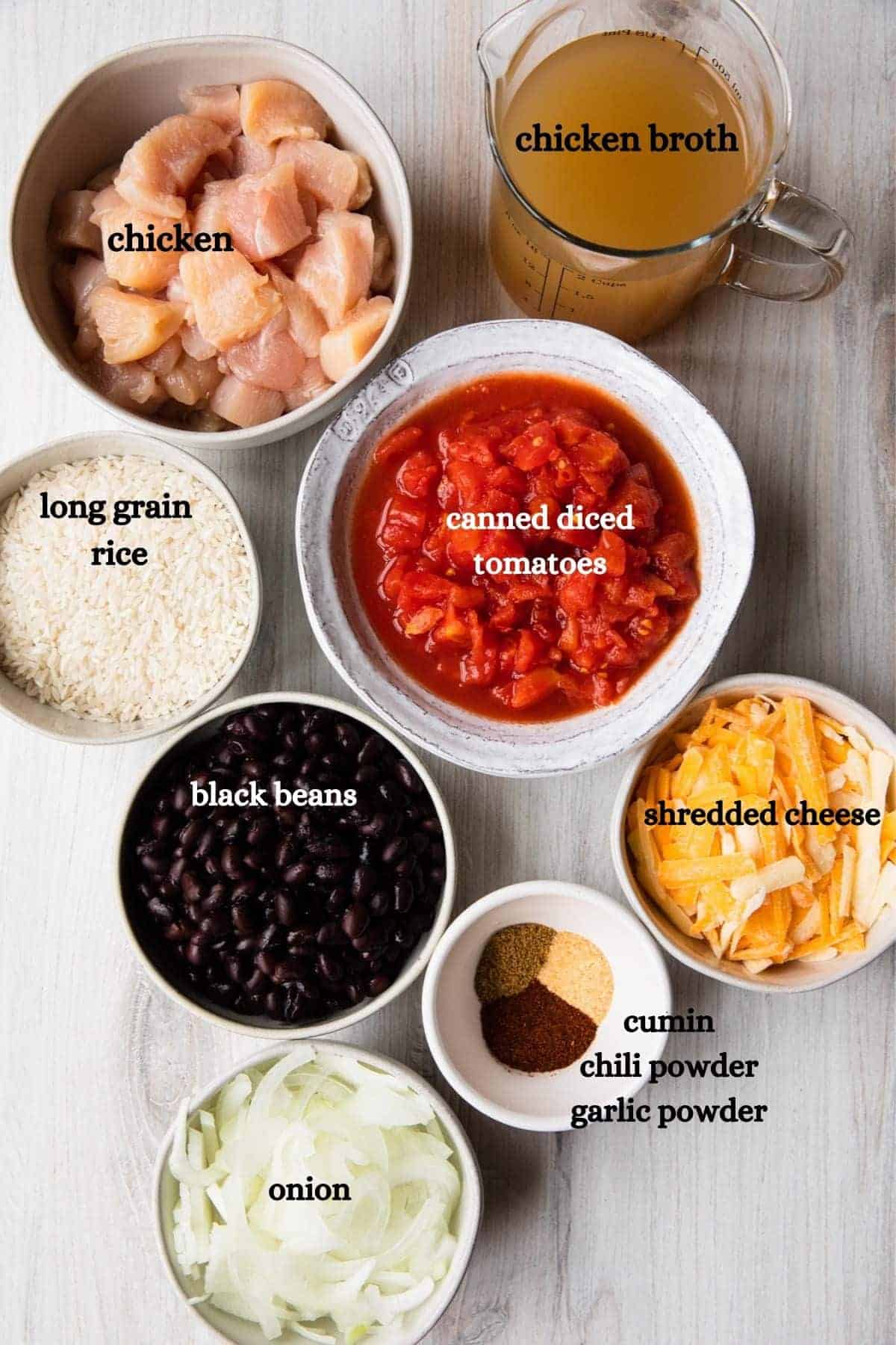 recipe ingredients with text lables