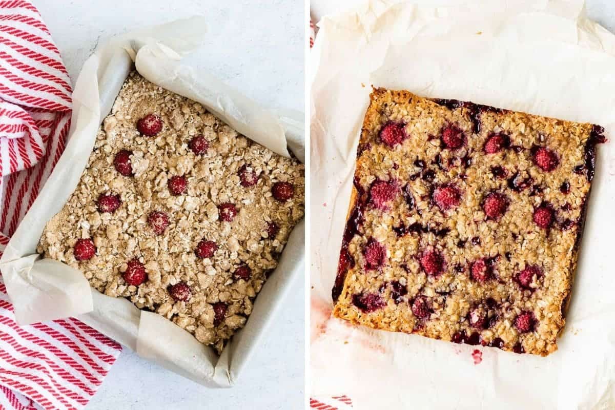 2 photos showing the recipe before and after baking