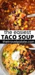 photo collage of taco soup with text overlay