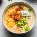 potato soup loaded with toppings