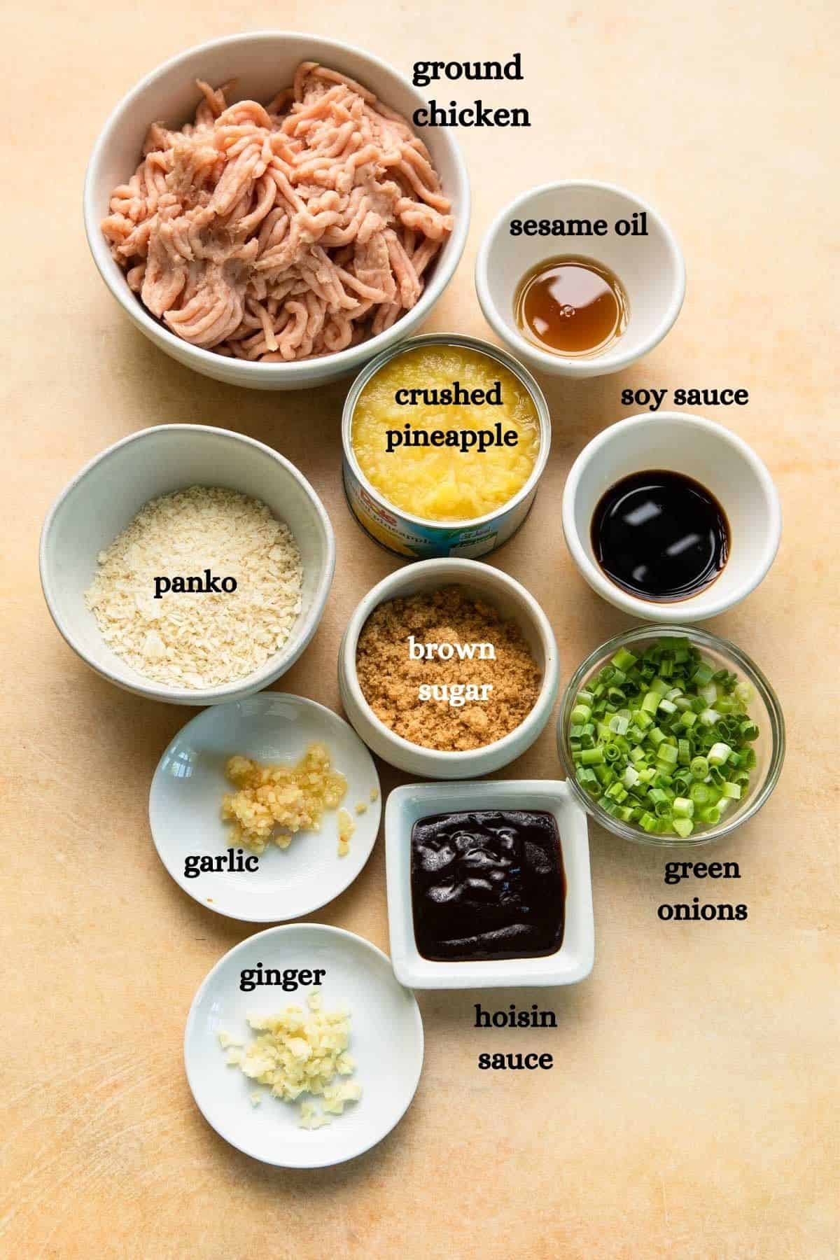 recipe ingredients with text labels