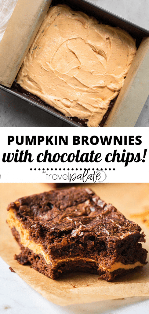 Pumpkin brownies with chocolate chips. The Travel Palate.