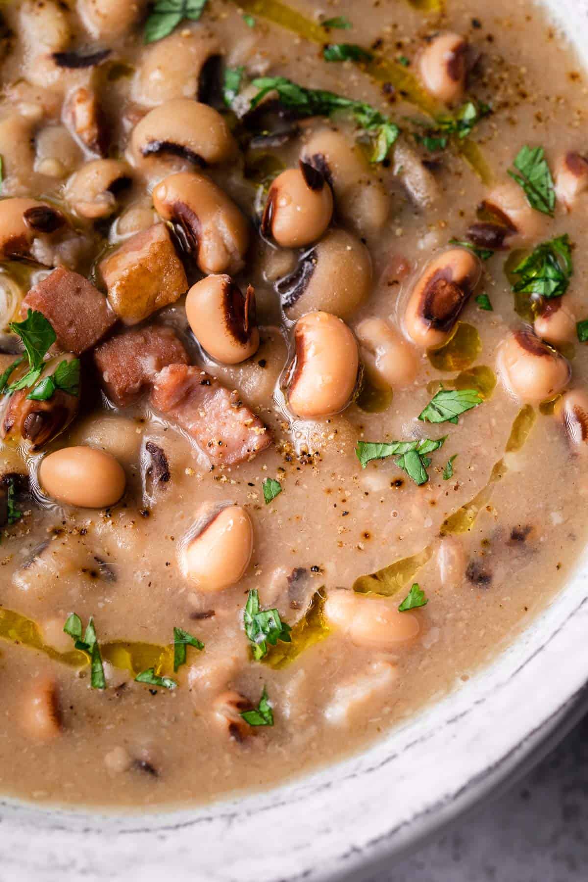 Bowl of black eyed peas.