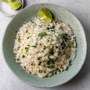 A bowl of coconut jasmine rice.