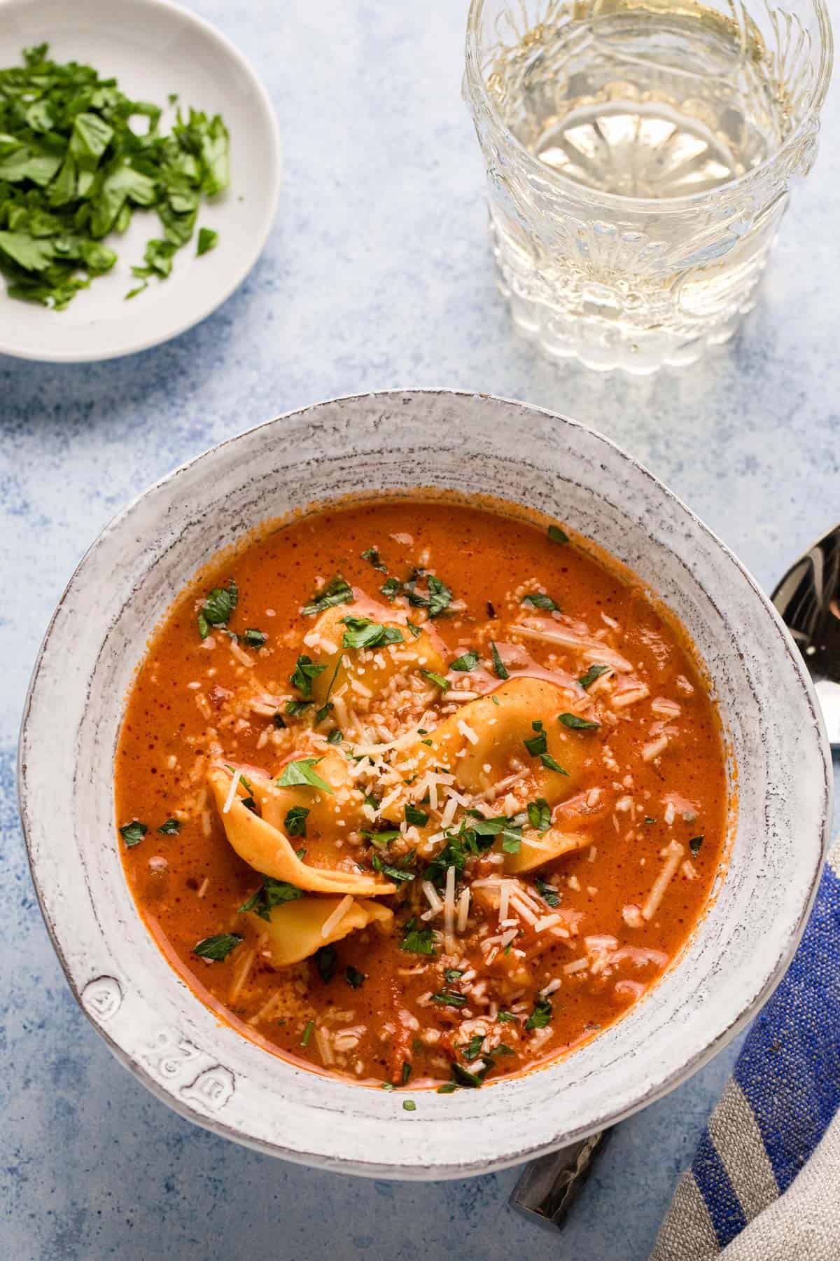 Soup in bowl.