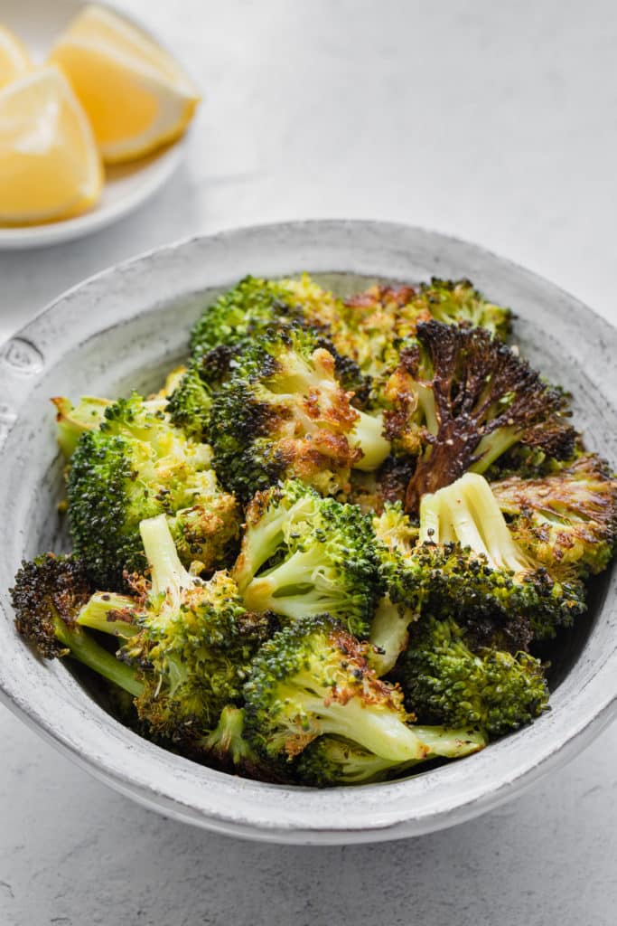bowl of roasted broccoli