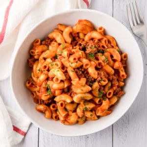 a bowl of beefaroni