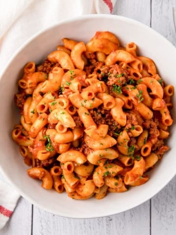 a bowl of beefaroni