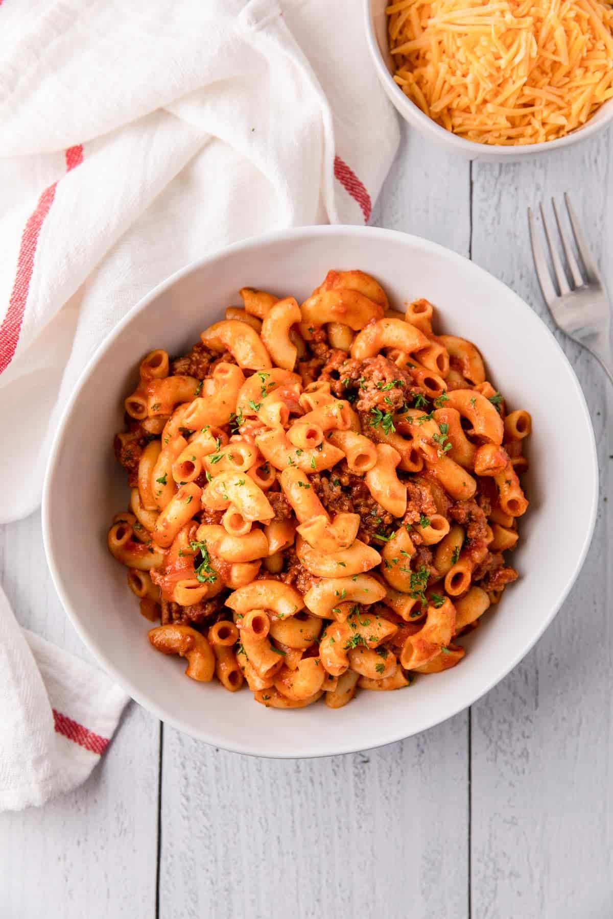 a bowl of beefaroni