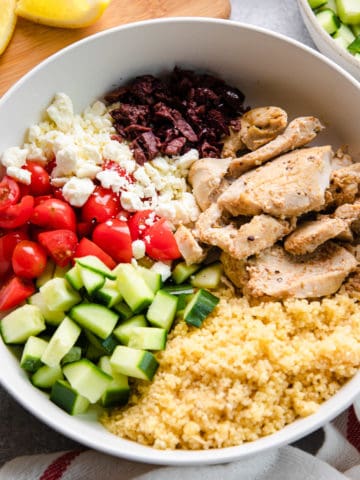 a greek chicken bowl