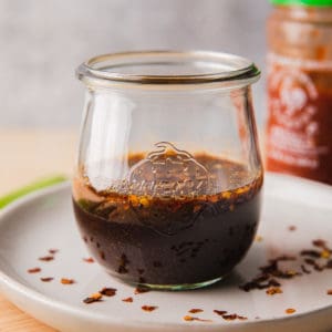 asian dipping sauce in a glass jar
