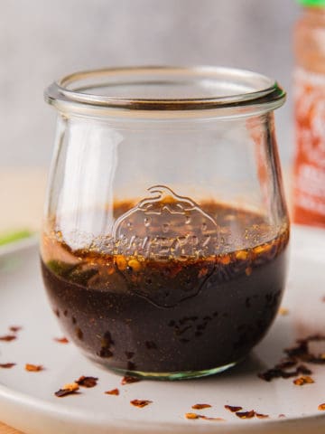 asian dipping sauce in a glass jar