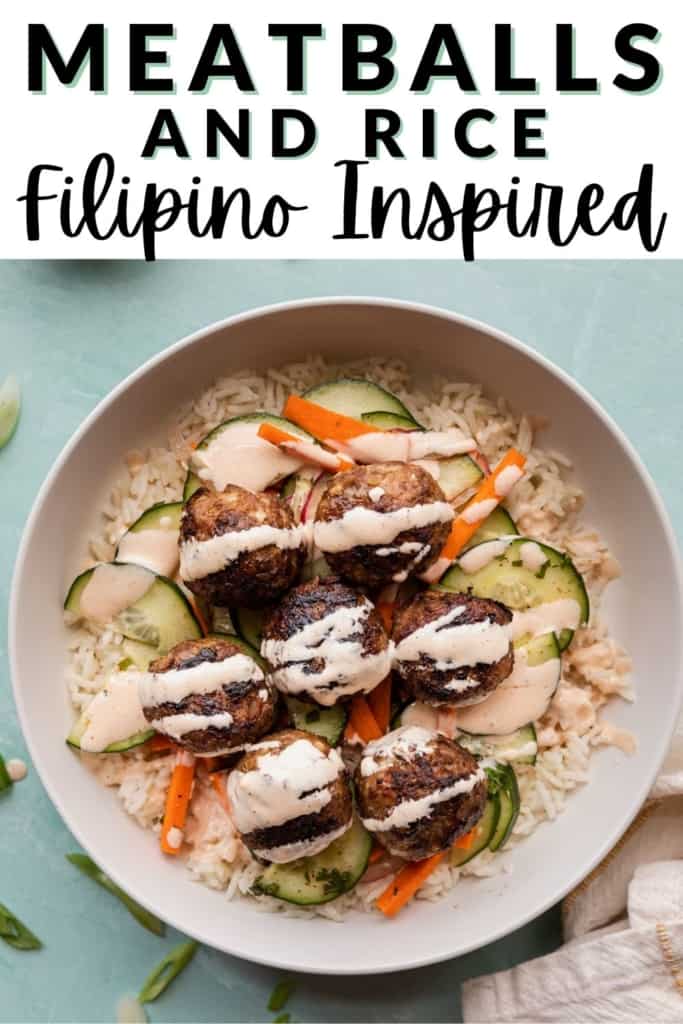 Meatballs and rice Filipino inspired.