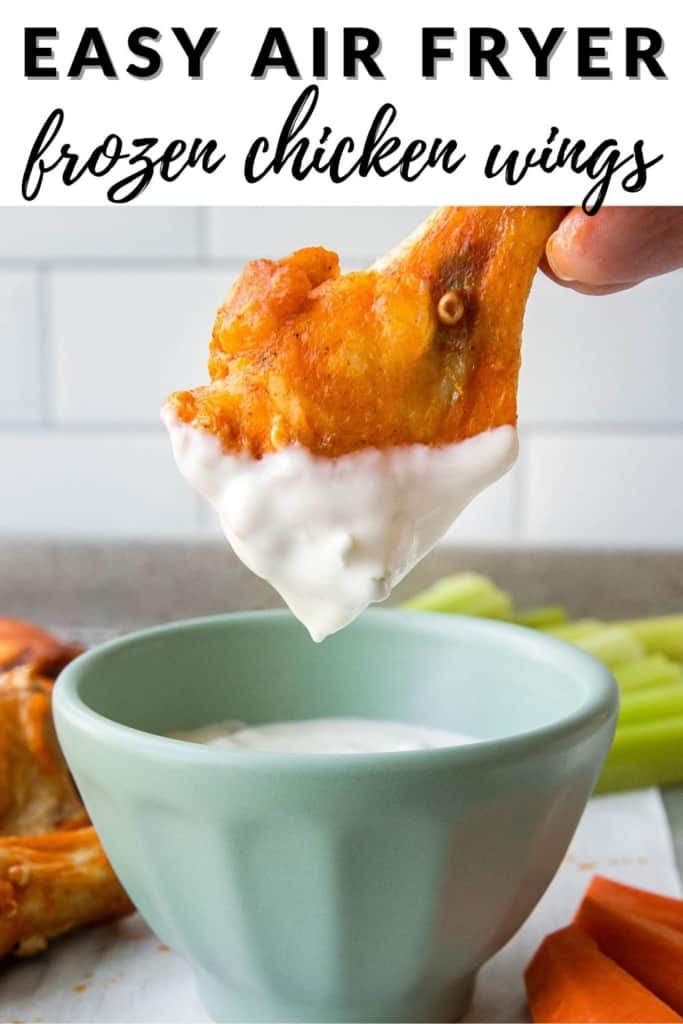 easy air fryer frozen chicken wings pinterest image