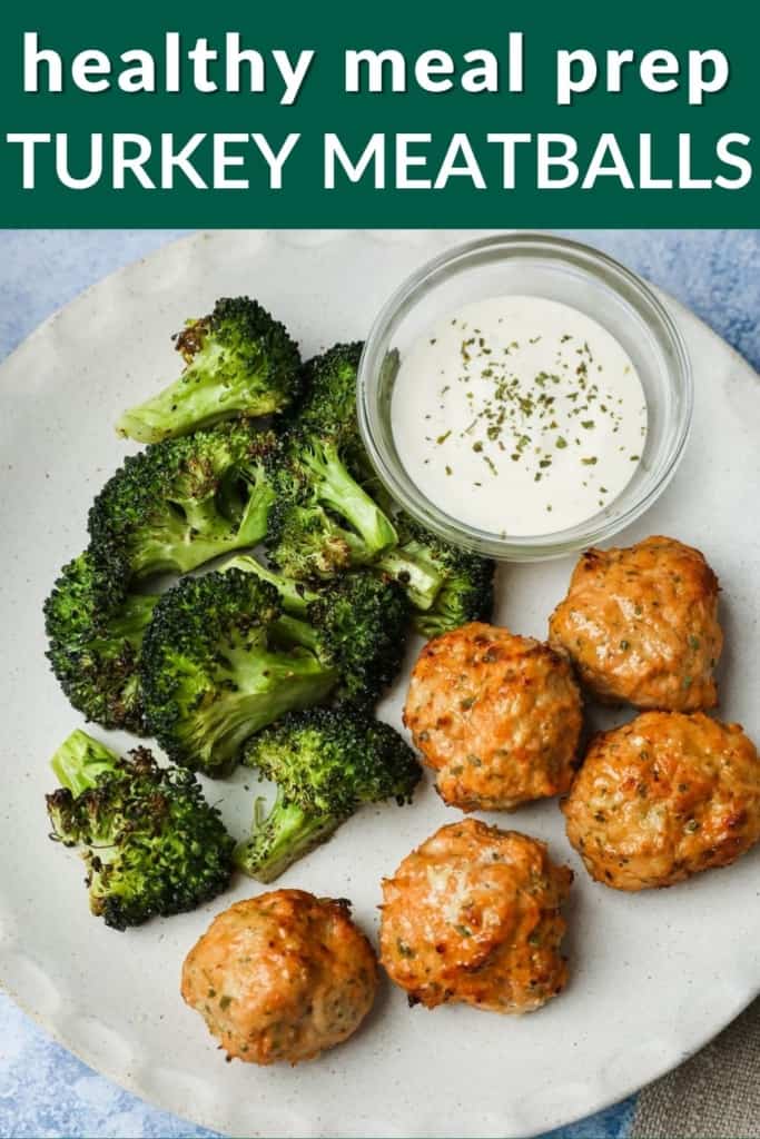 healthy meal prep turkey meatballs pin image