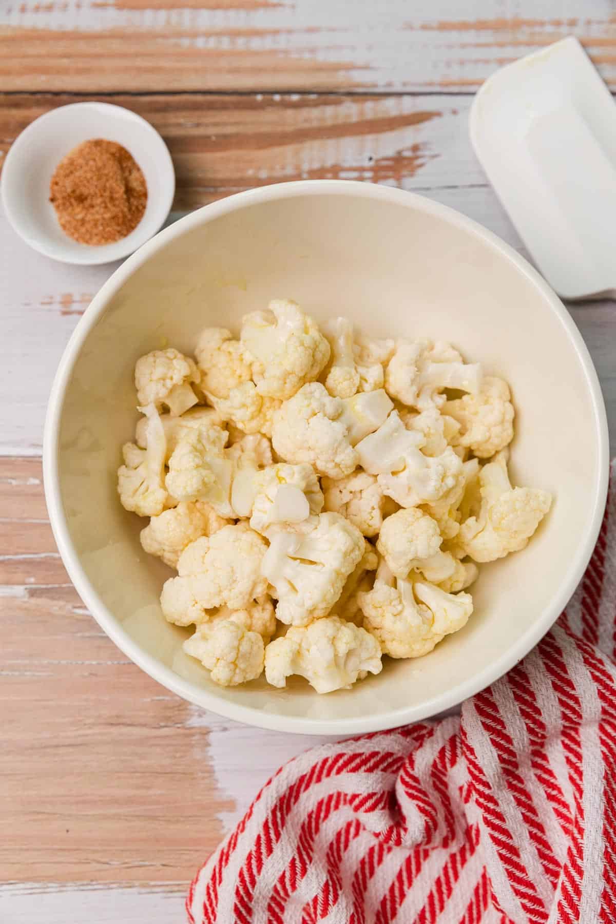 cauliflower florets in a bowl.