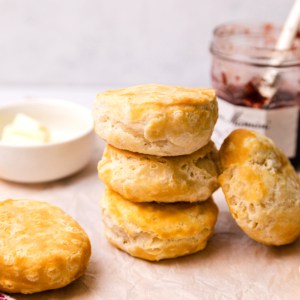 air fired biscuits stacked up on parchment paper