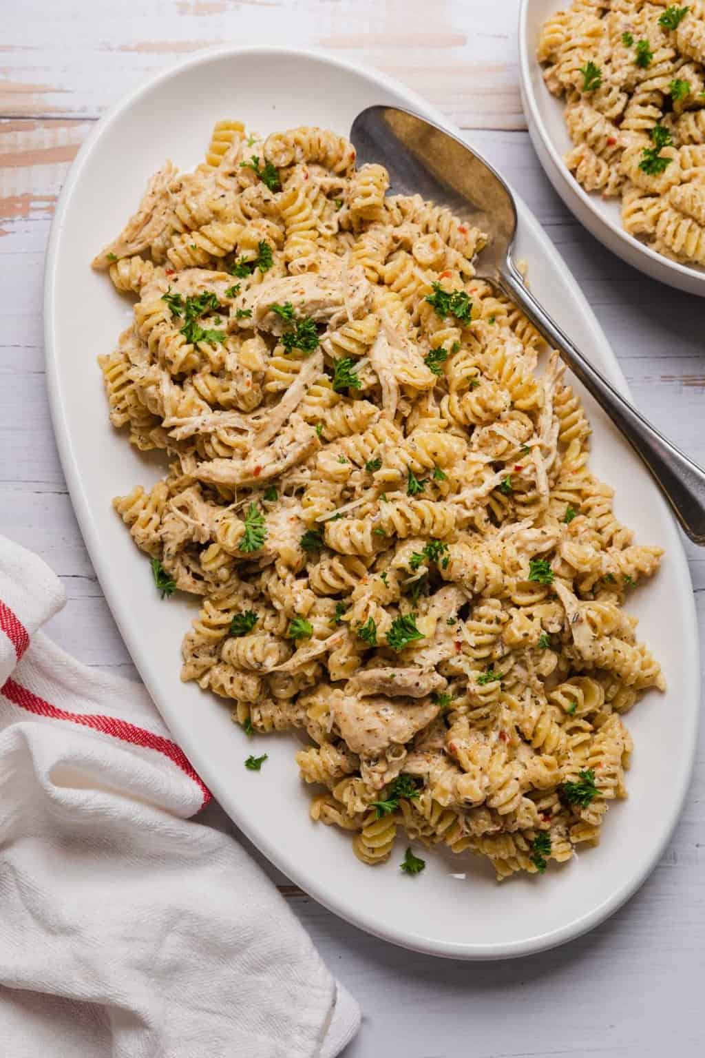 Crockpot Garlic Parmesan Chicken Pasta The Travel Palate