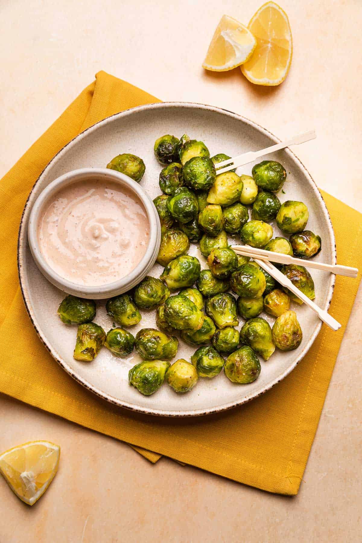 a plate of brussels sprouts