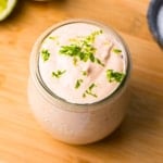 chipotle lime crema with lime zest on top