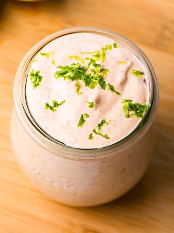 chipotle lime crema with lime zest on top