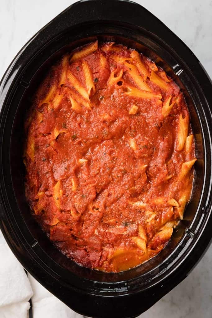 baked ziti cooked in a crockpot