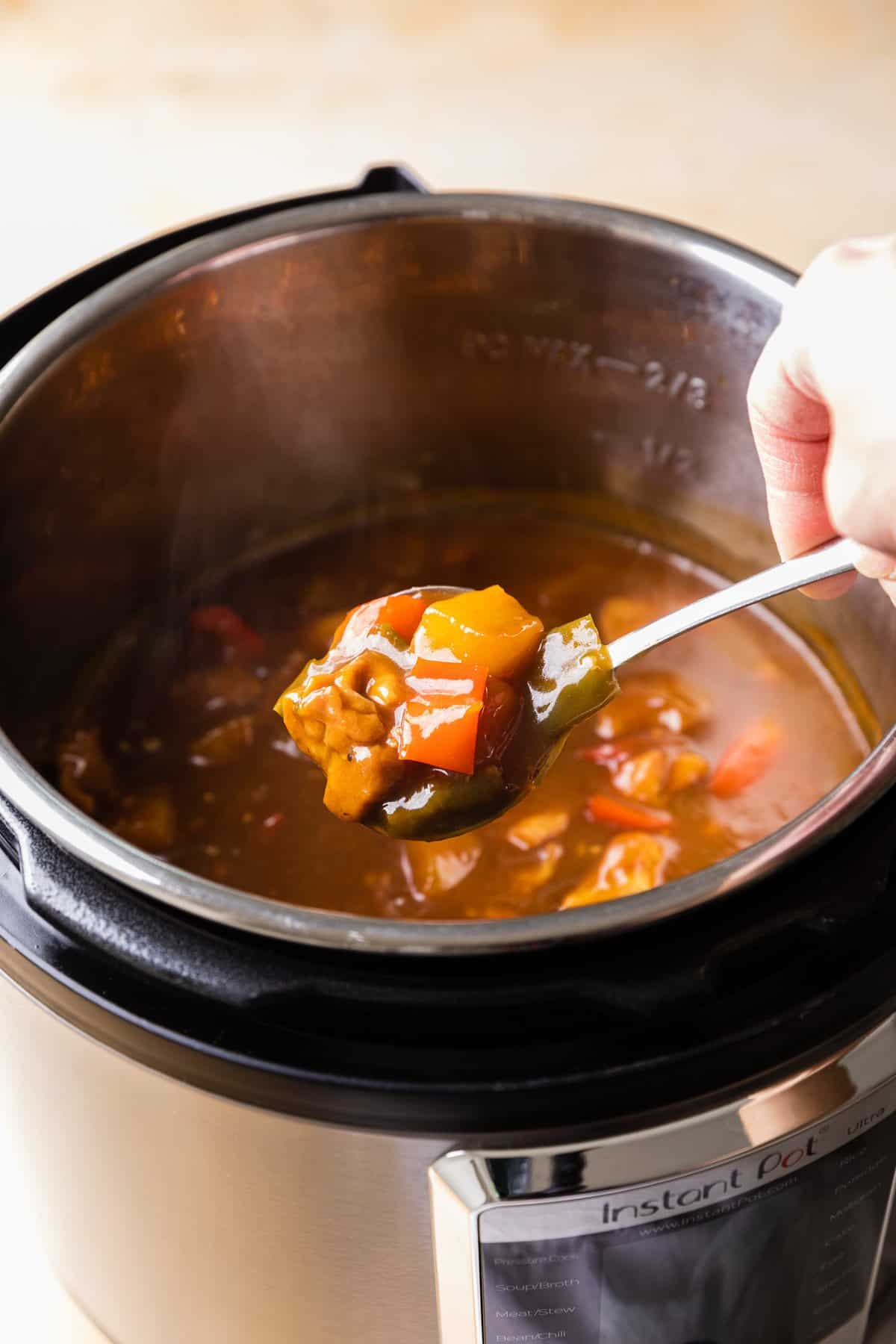 cooked recipe on a spoon