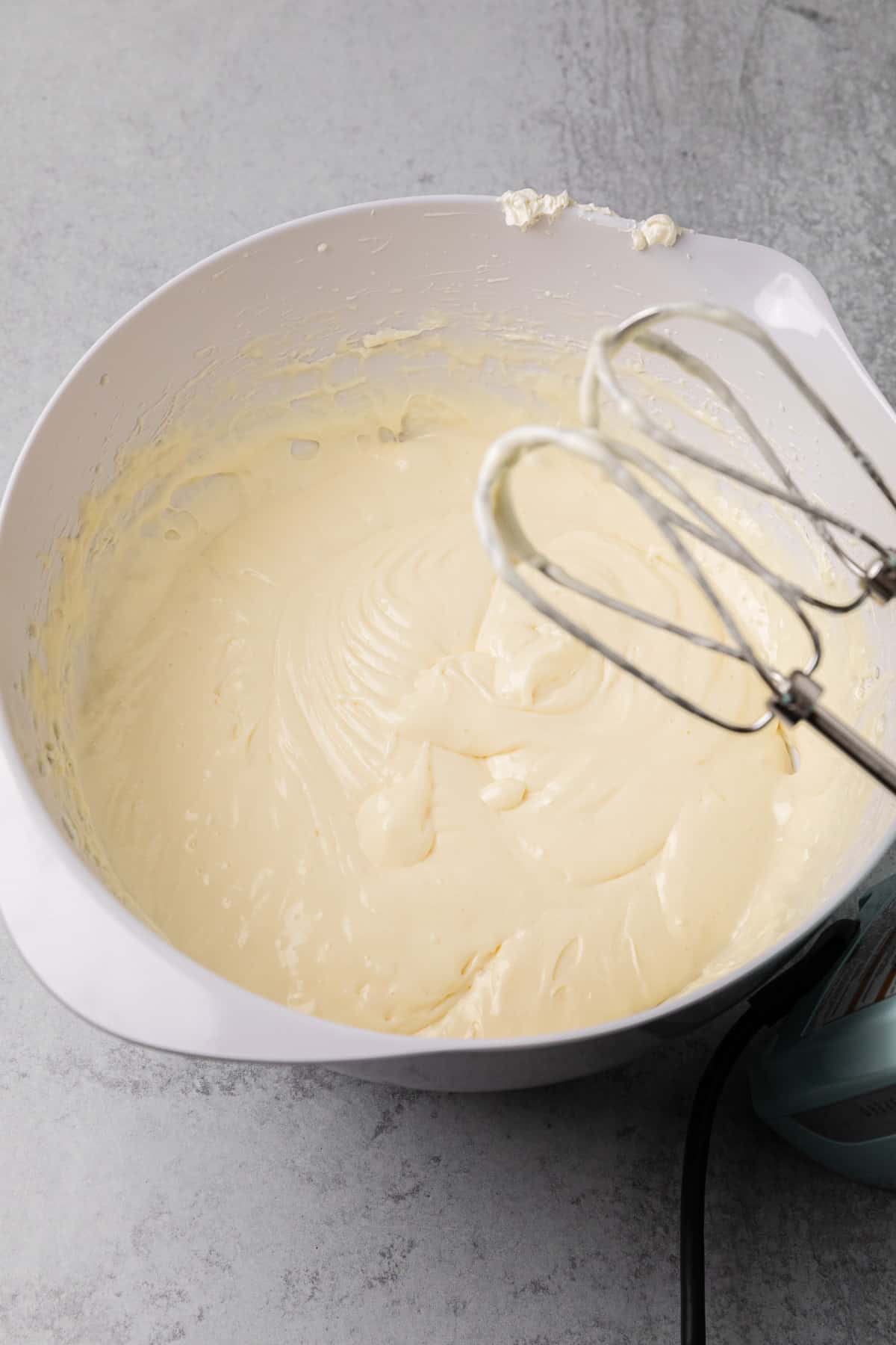 the batter in a bowl after mixing