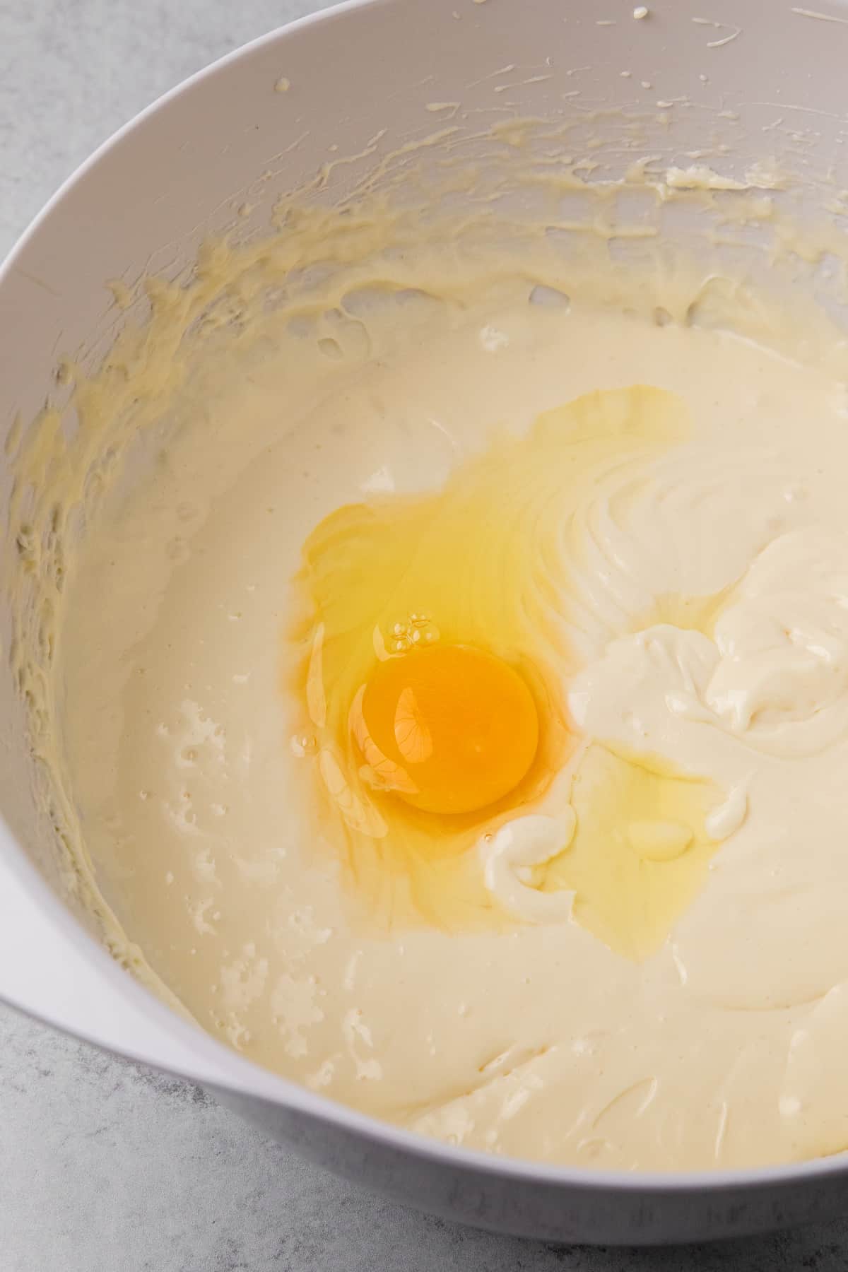 an egg added to the batter 